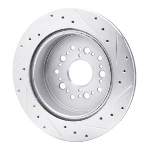 Lexus LS400 Brake Rotor (1) - Rear Left - R1 Concepts - Drilled & Slotted - Silver - `92-`00